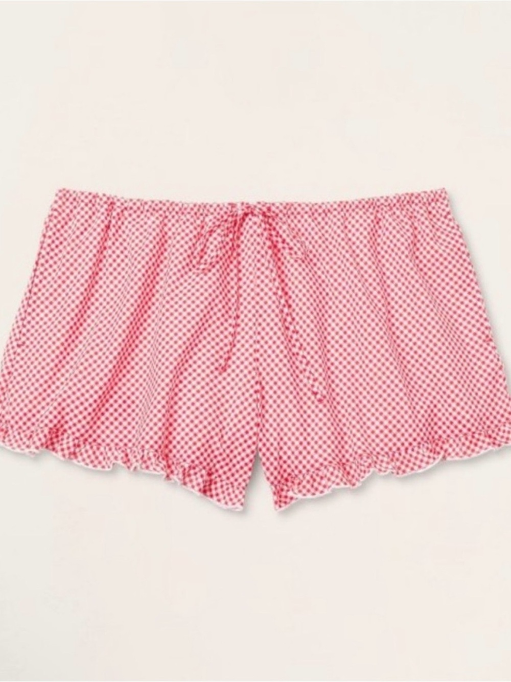 Women's Pink Gingham Sleep Shorts with Drawstring